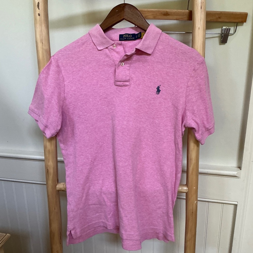 Polo Ralph Lauren Mens Small Pink Heather Short Sleeve Pony Logo Polo Shirt